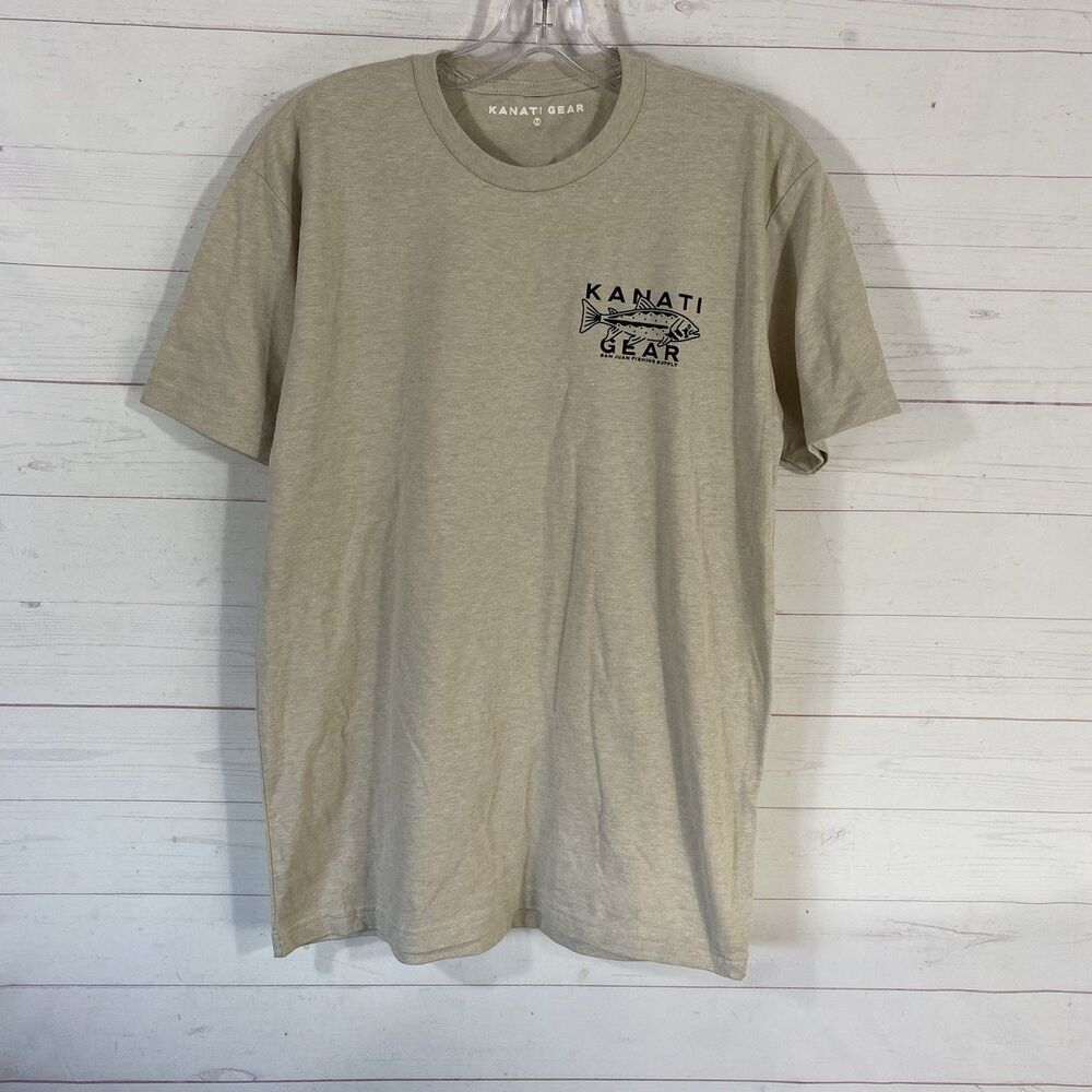 Kanati Gear Mens Short Sleeve Fishing Graphic T-Shirt Sz Medium Beige